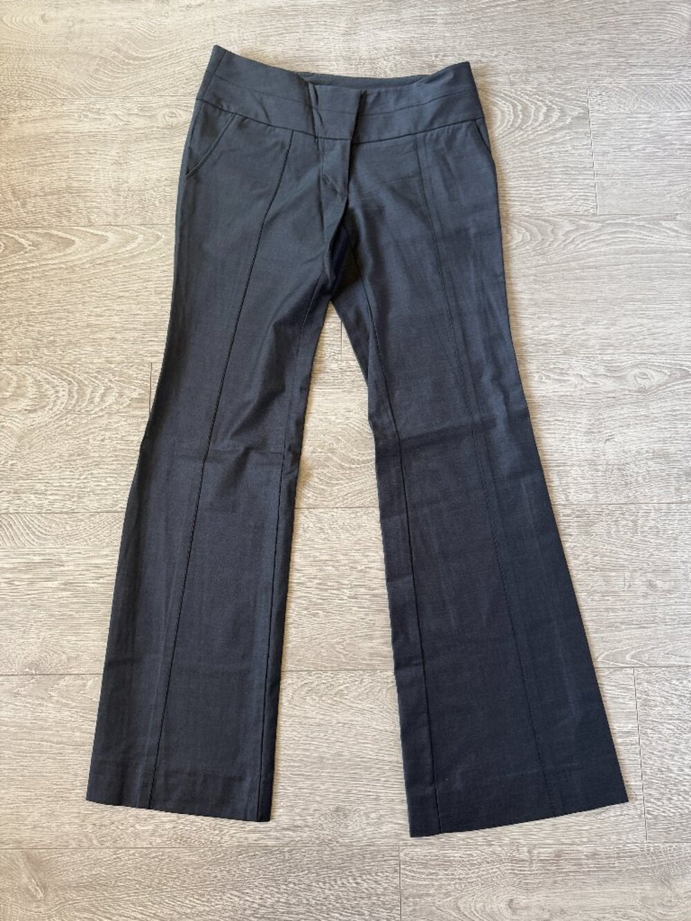 Bebe Liv Fit Y2K Charcoal Wool Flare Trouser Pants Size 0